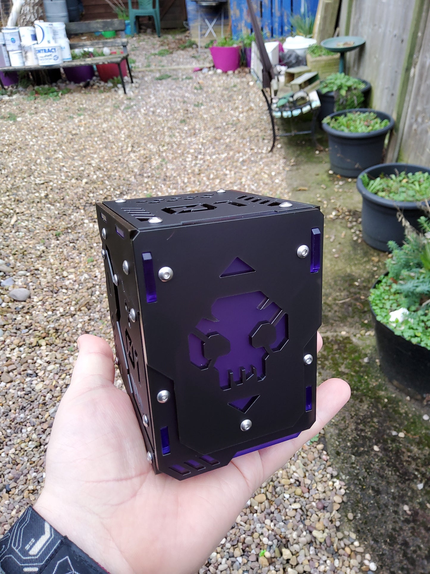 Purple Plague -ver.frost-  100 card Mtg commander deck box *double hinge*