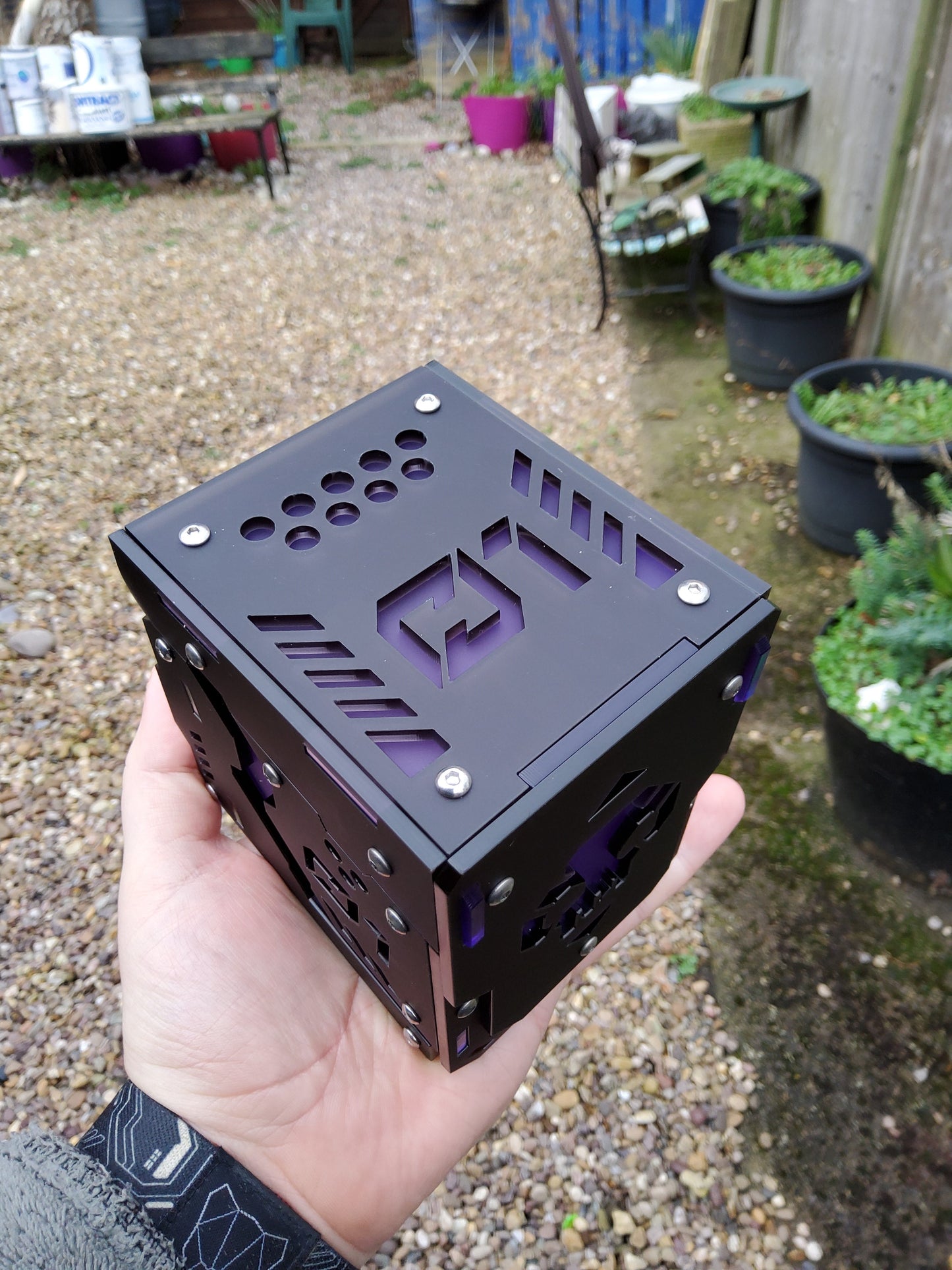 Purple Plague -ver.frost-  100 card Mtg commander deck box *double hinge*