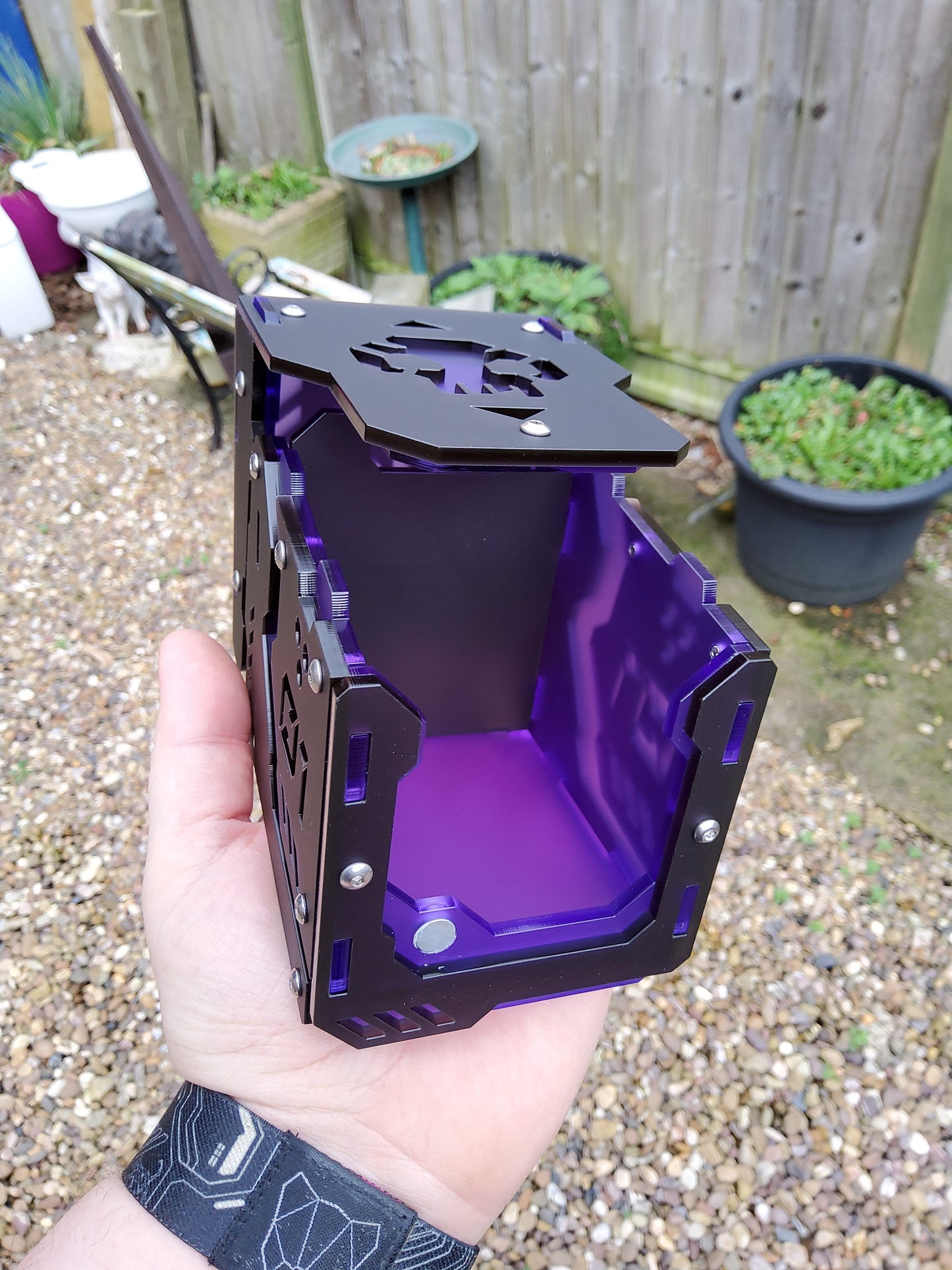 Purple Plague -ver.frost-  100 card Mtg commander deck box *double hinge*