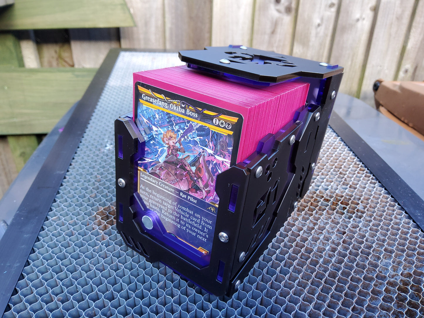 Purple Plague -ver.frost-  100 card Mtg commander deck box *double hinge*