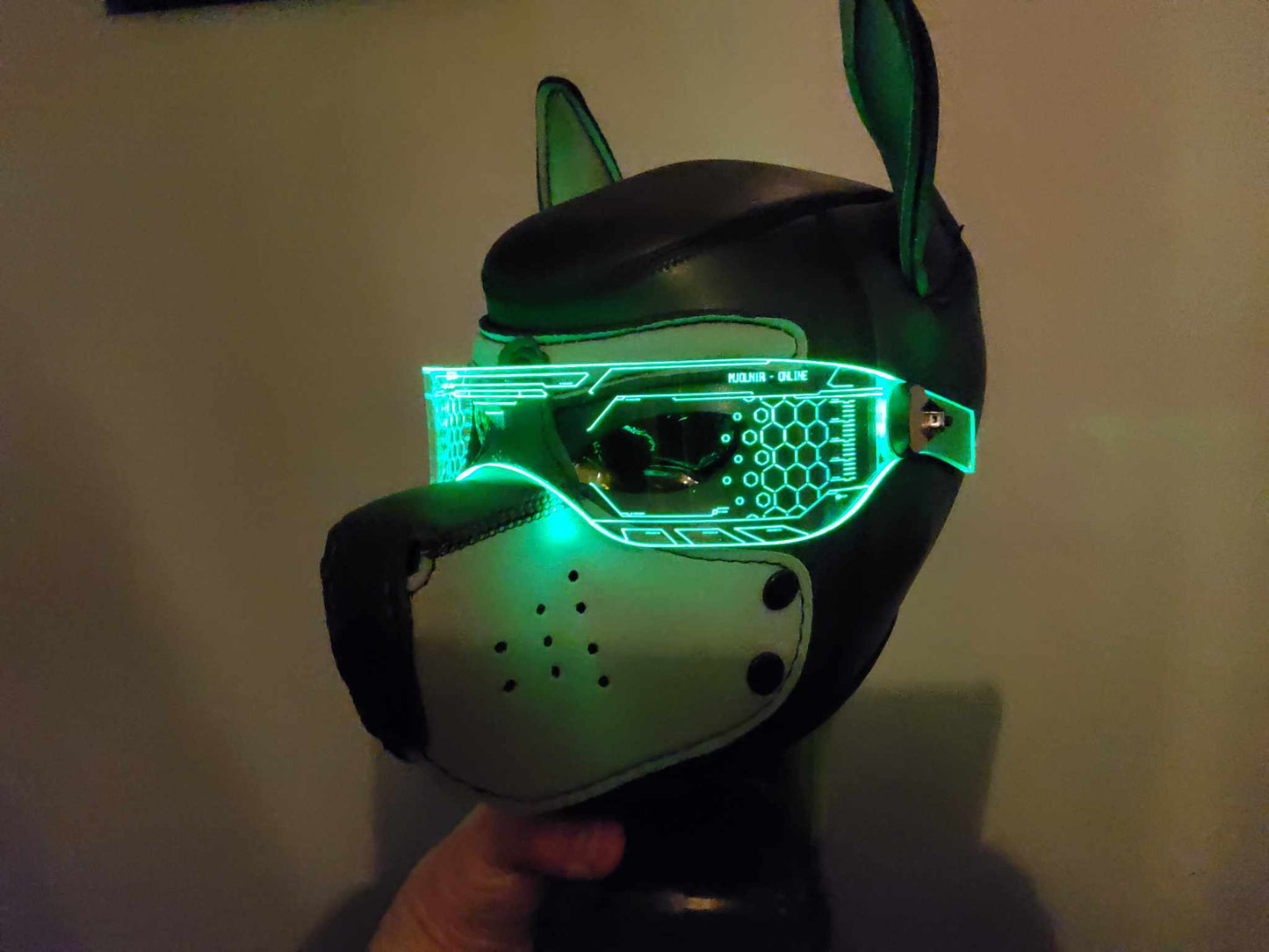 WARCHIEF Pup hood Visor Clear **choose your LED colour** The original Illuminated Cyberpunk Cyber goth visor puphood