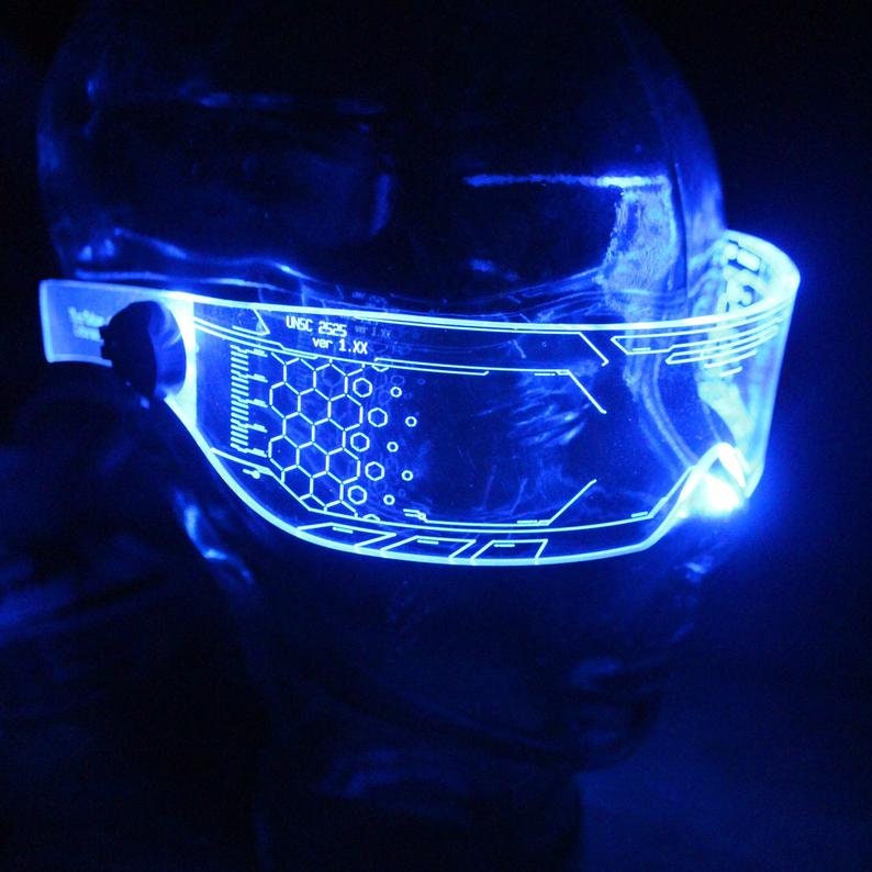 V1 WARCHIEF Clear **choose your LED colour** The original Illuminated Cyberpunk Cyber goth visor
