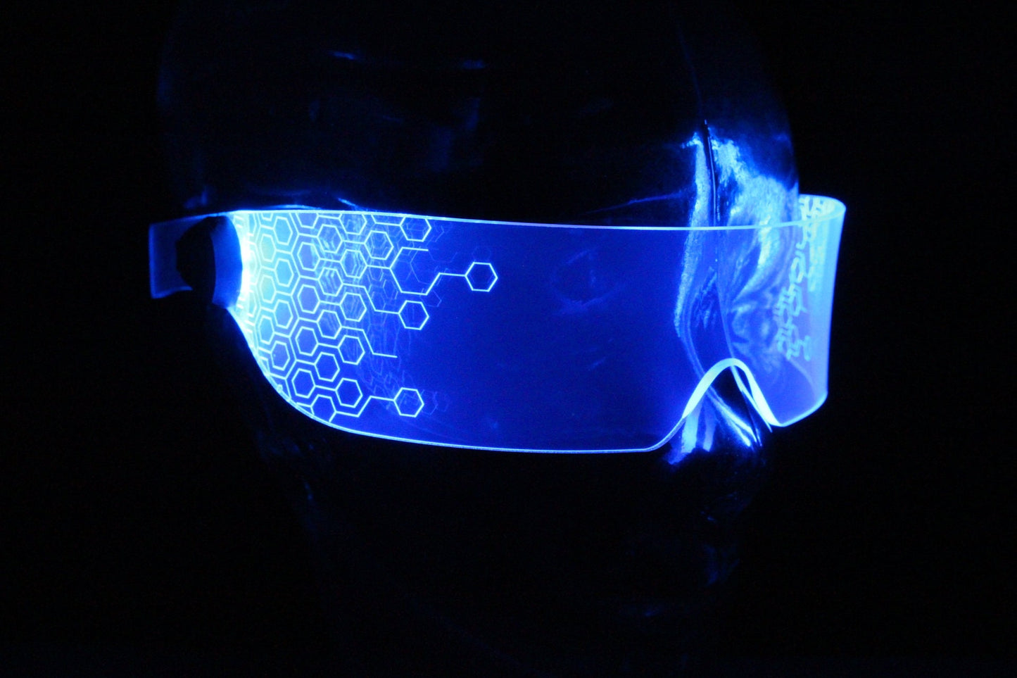 The original Illuminated Cyberpunk Cyber goth visor Deus Hex Blue