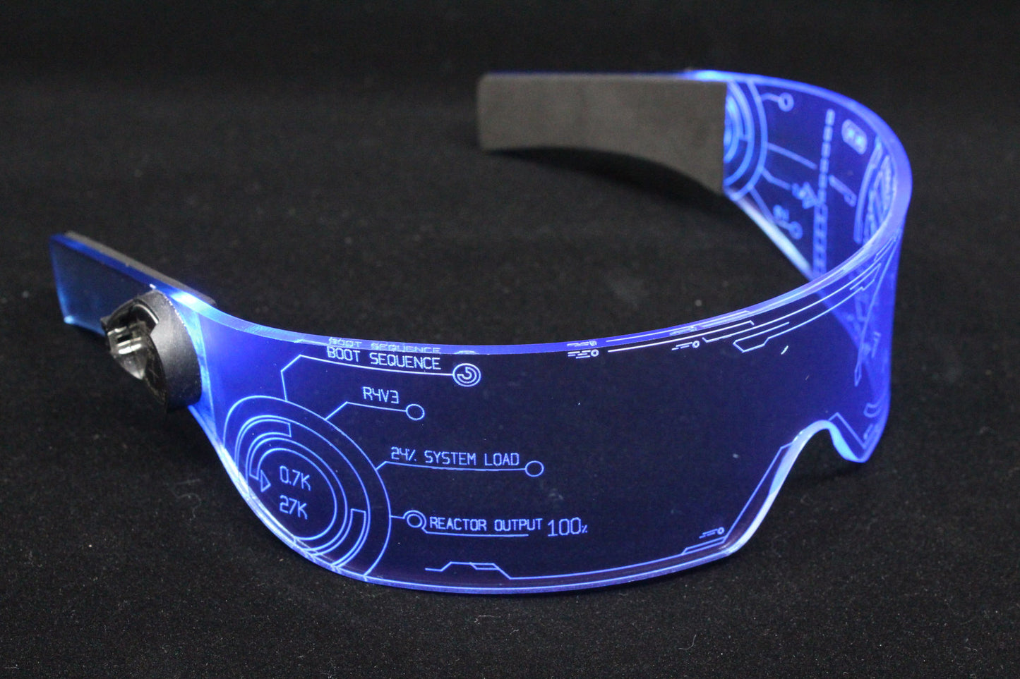 The original Illuminated Cyberpunk Cyber goth visor Iron Man J.A.R.V.I.S. 2.0 neon blue