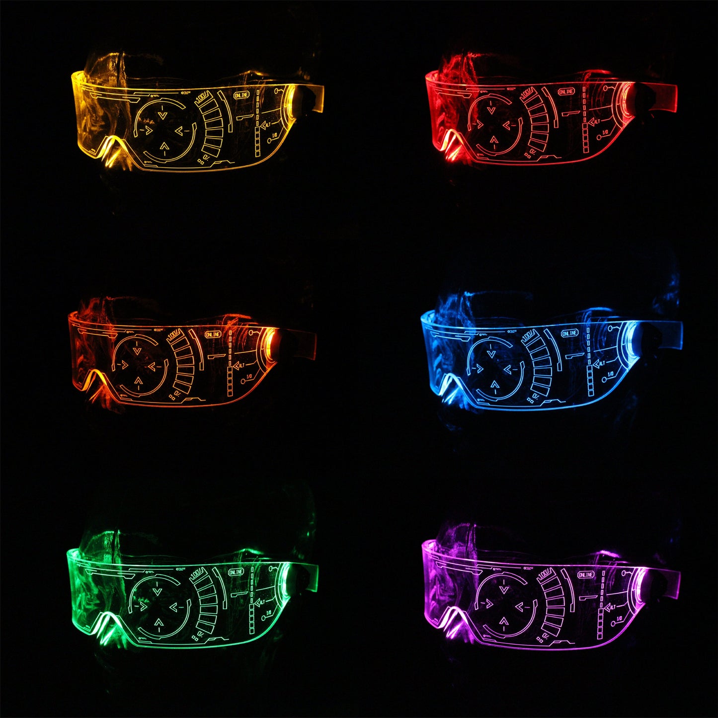 The original Illuminated Cyberpunk Cyber goth visor Iron Man J.A.R.V.I.S. 2.0  Clear **choose your LED colour**