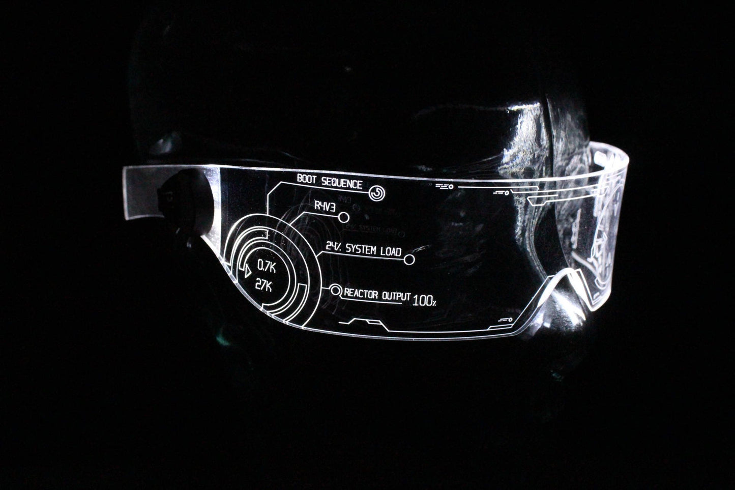 The original Illuminated Cyberpunk Cyber goth visor Iron Man J.A.R.V.I.S. 2.0  Clear **choose your LED colour**