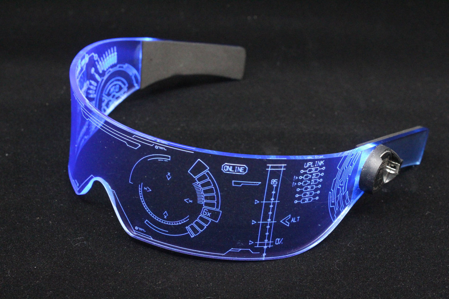The original Illuminated Cyberpunk Cyber goth visor Iron Man J.A.R.V.I.S. 2.0 advanced neon blue