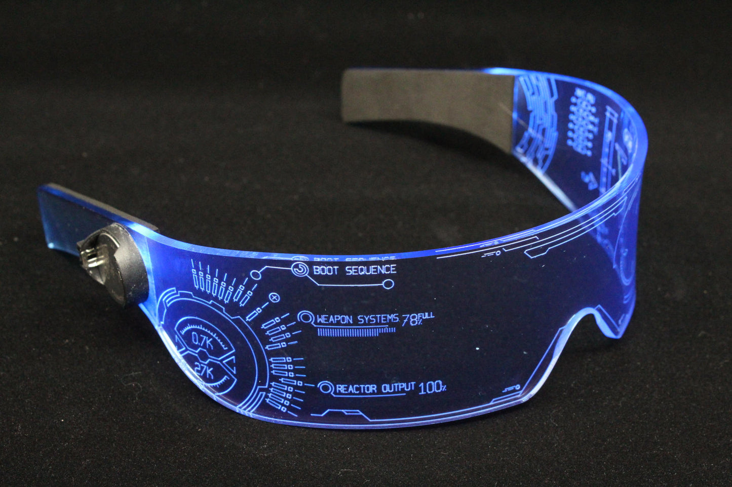 The original Illuminated Cyberpunk Cyber goth visor Iron Man J.A.R.V.I.S. 2.0 advanced neon blue