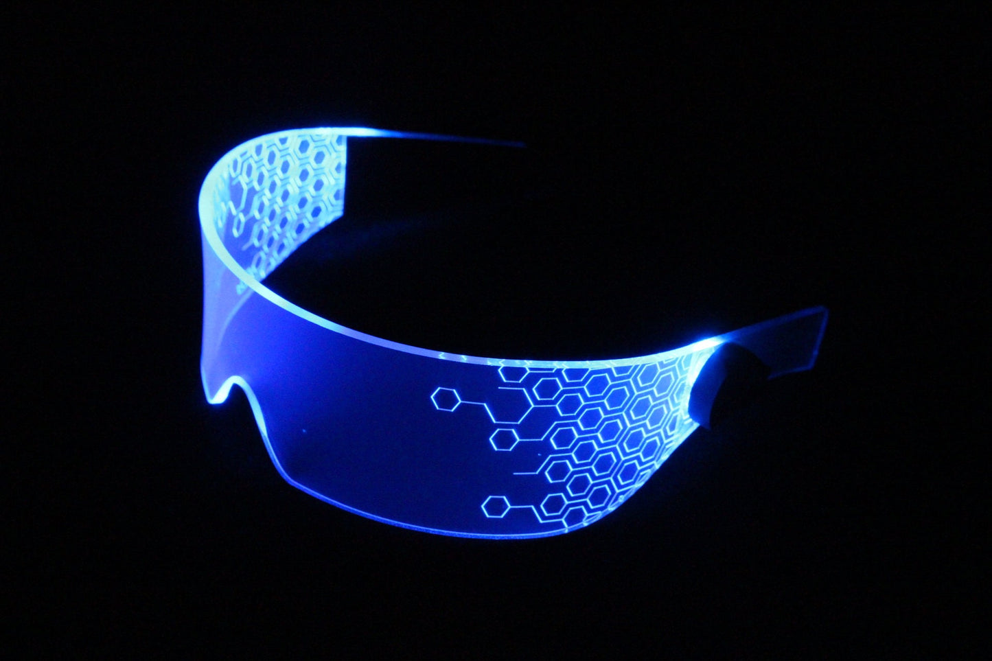 The original Illuminated Cyberpunk Cyber goth visor Deus Hex Blue