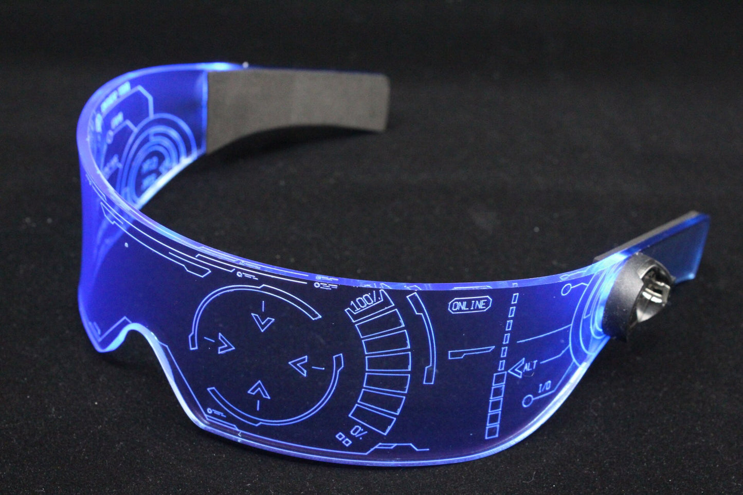 The original Illuminated Cyberpunk Cyber goth visor Iron Man J.A.R.V.I.S. 2.0 neon blue