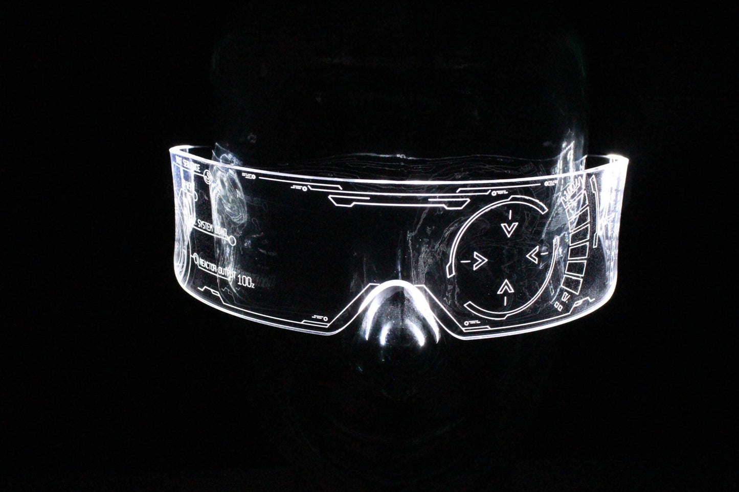 The original Illuminated Cyberpunk Cyber goth visor Iron Man J.A.R.V.I.S. 2.0  Clear **choose your LED colour**