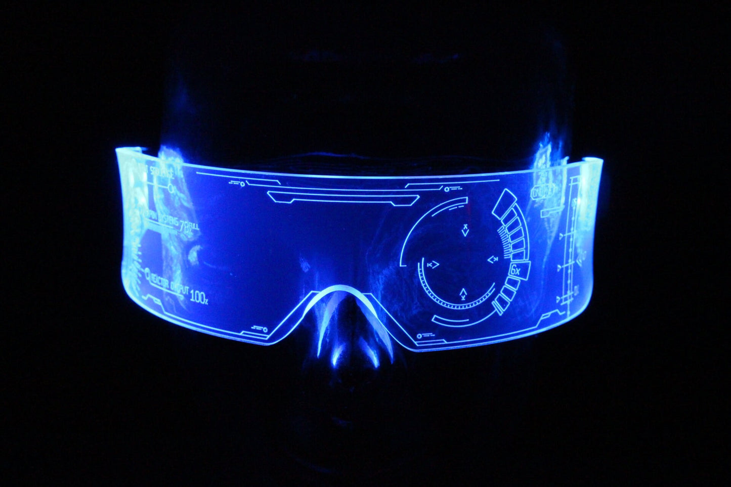 The original Illuminated Cyberpunk Cyber goth visor Iron Man J.A.R.V.I.S. 2.0 advanced neon blue