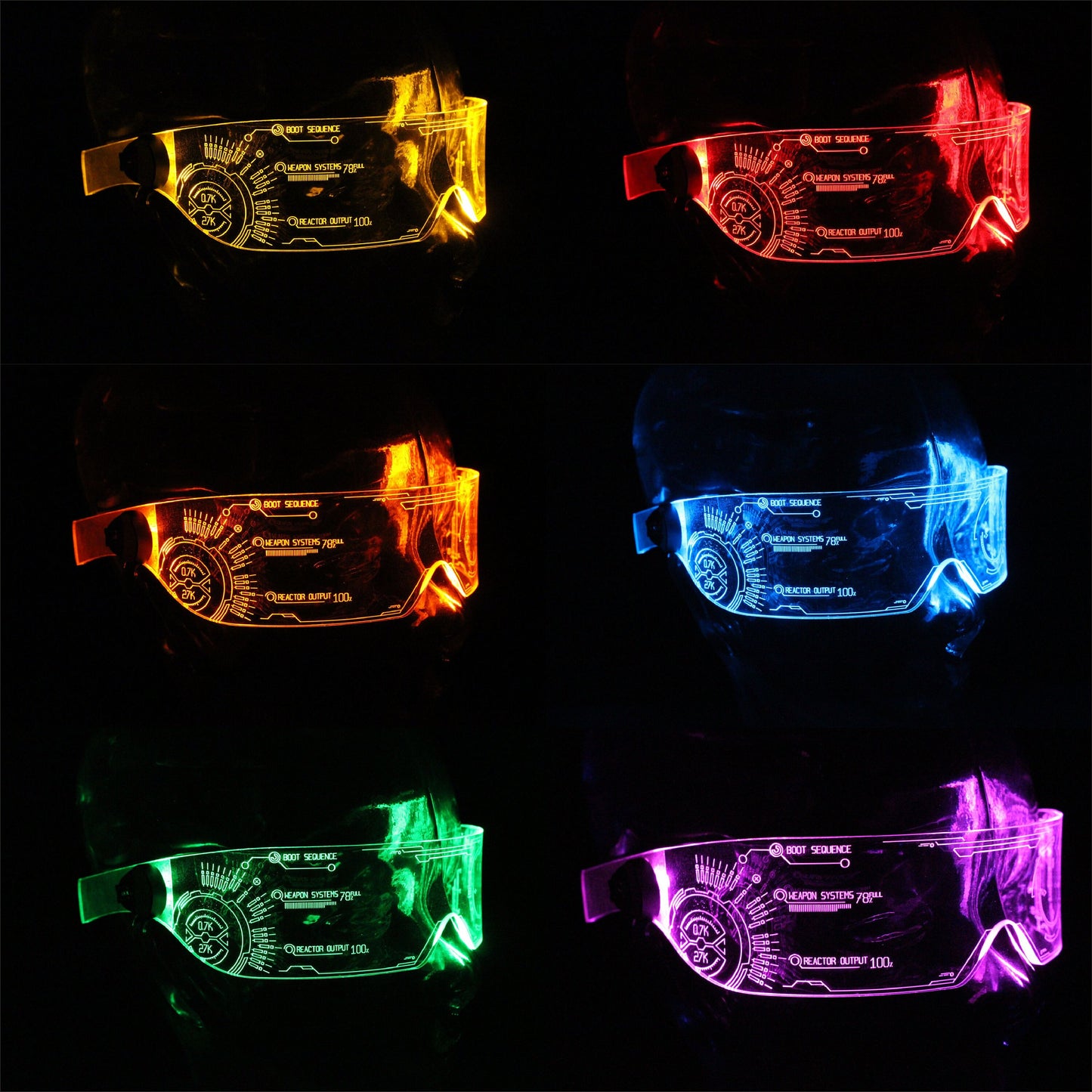 The original Illuminated Cyberpunk Cyber goth visor Iron Man J.A.R.V.I.S. 2.0 advanced  Clear **choose your LED colour**