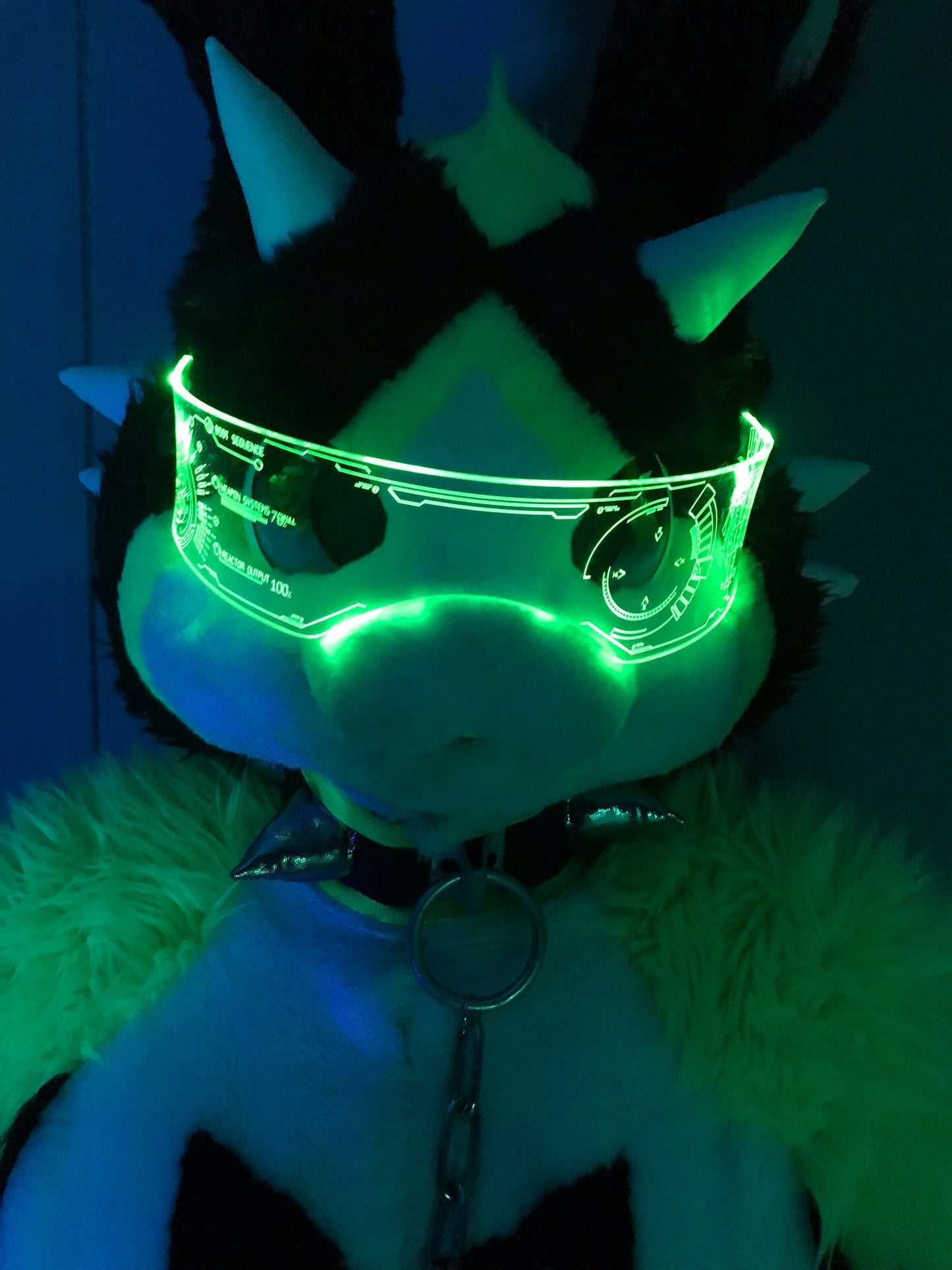 Illuminated Cyberpunk Cyber goth fursuit visor J.A.R.V.I.S Advanced Clear **choose your LED colour**