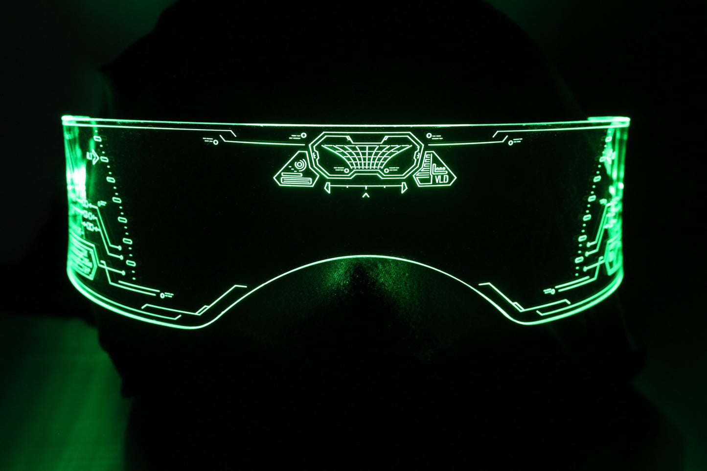 Illuminated Cyberpunk Cyber goth fursuit visor Paladin  Clear **choose your LED colour**