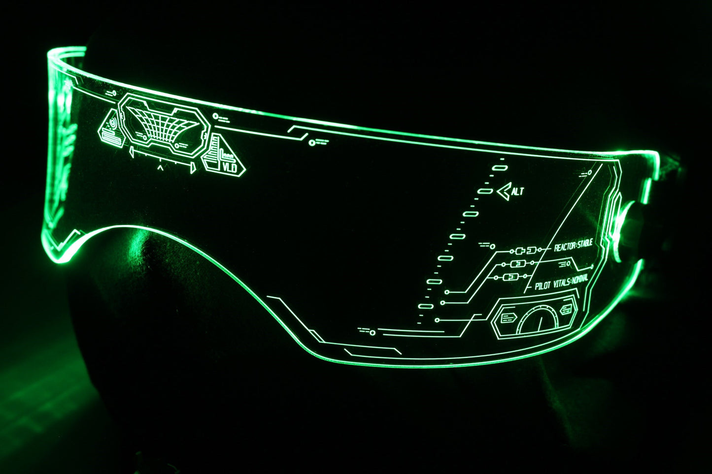 Illuminated Cyberpunk Cyber goth fursuit visor Paladin  Clear **choose your LED colour**