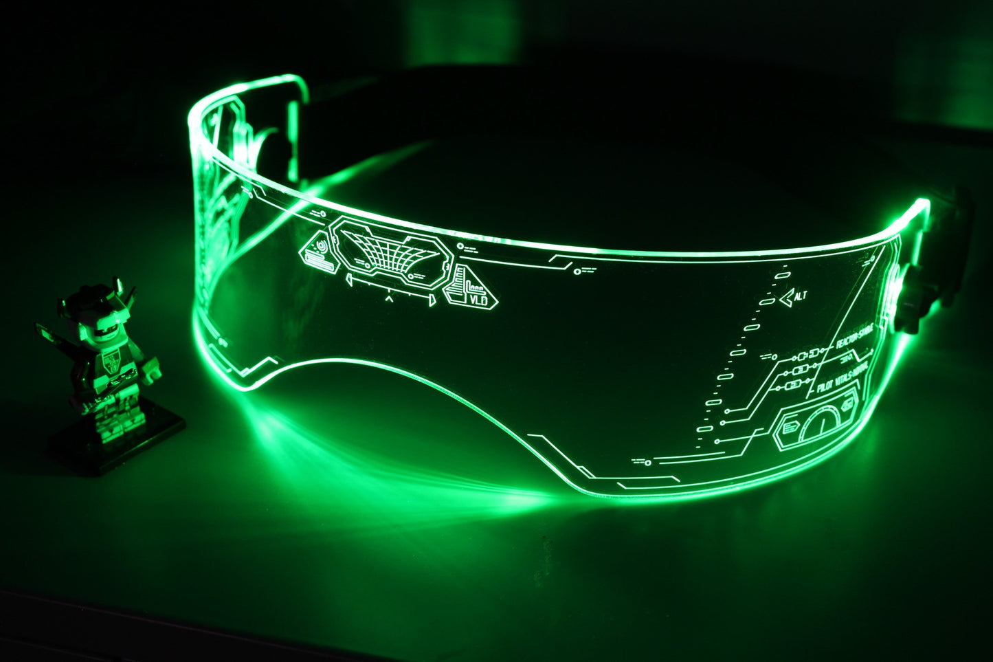 Illuminated Cyberpunk Cyber goth fursuit visor Paladin  Clear **choose your LED colour**