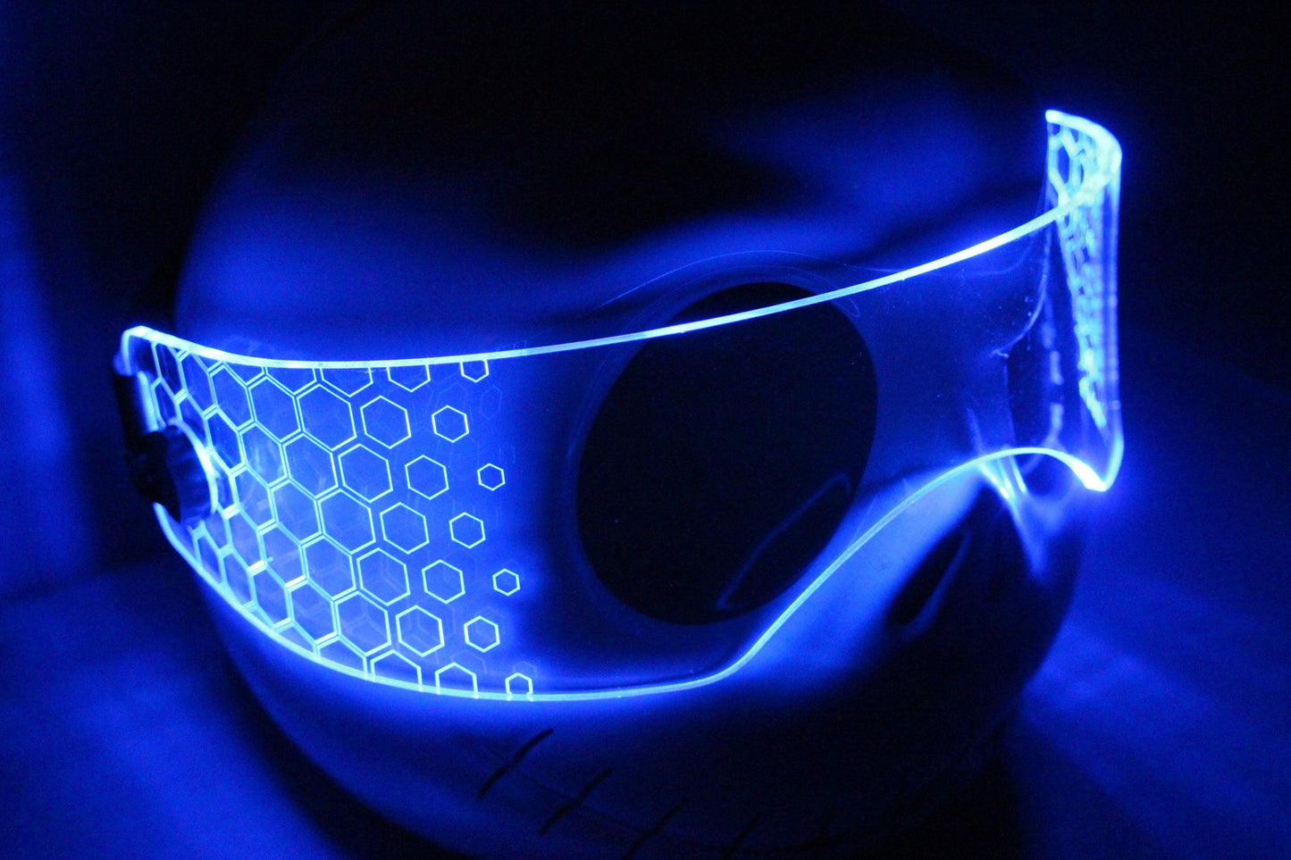 Illuminated Cyberpunk Cyber goth fursuit visor HEX-FADE  Clear **choose your LED colour**
