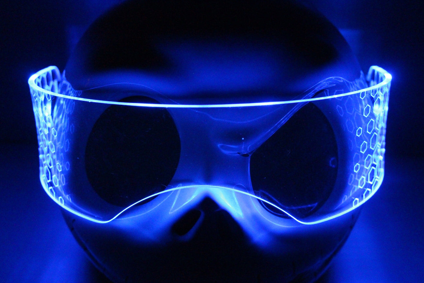 Illuminated Cyberpunk Cyber goth fursuit visor HEX-FADE  Clear **choose your LED colour**