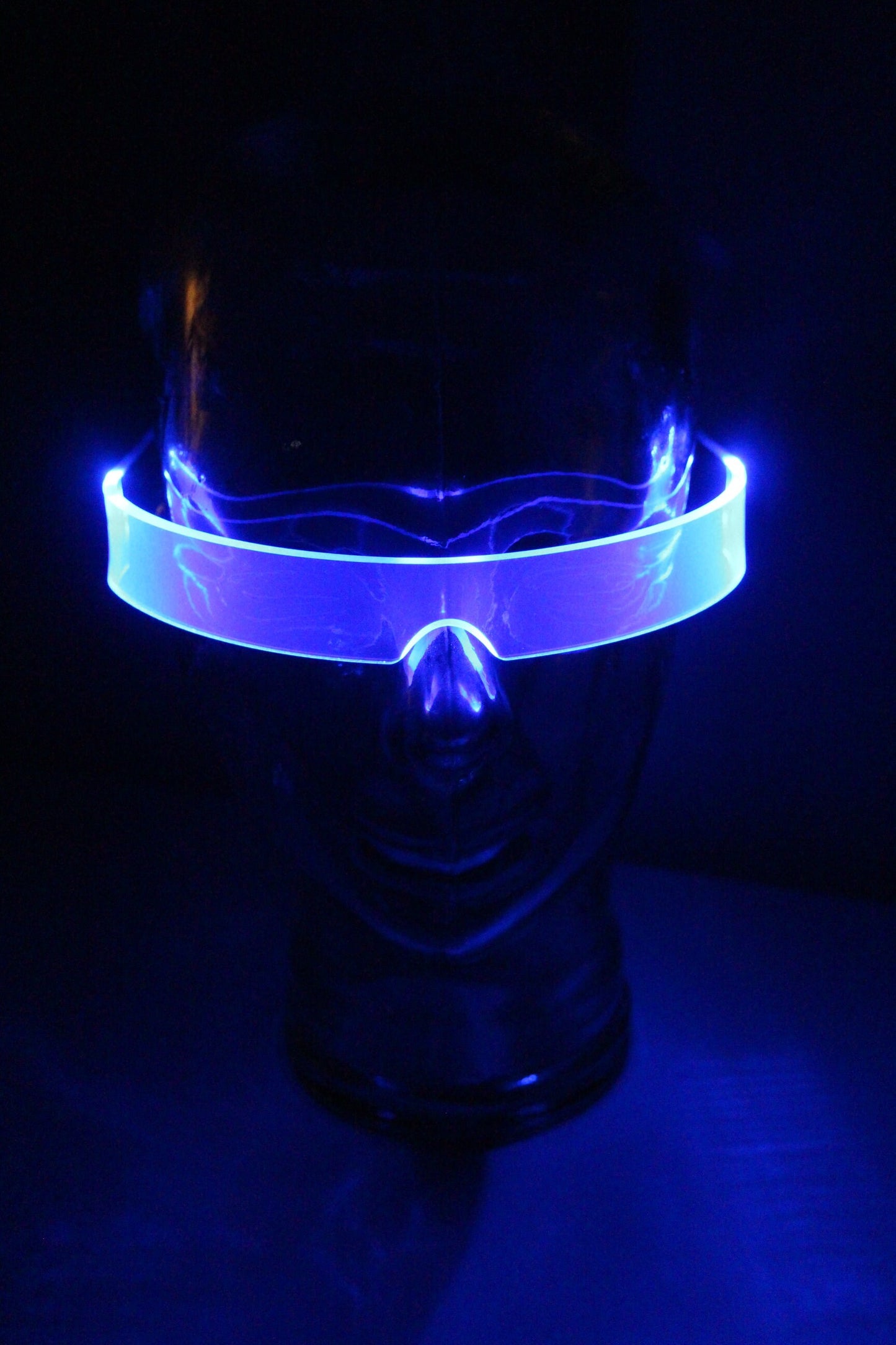 The original Illuminated Cyberpunk Cyber goth visor STEALTH Neon Blue