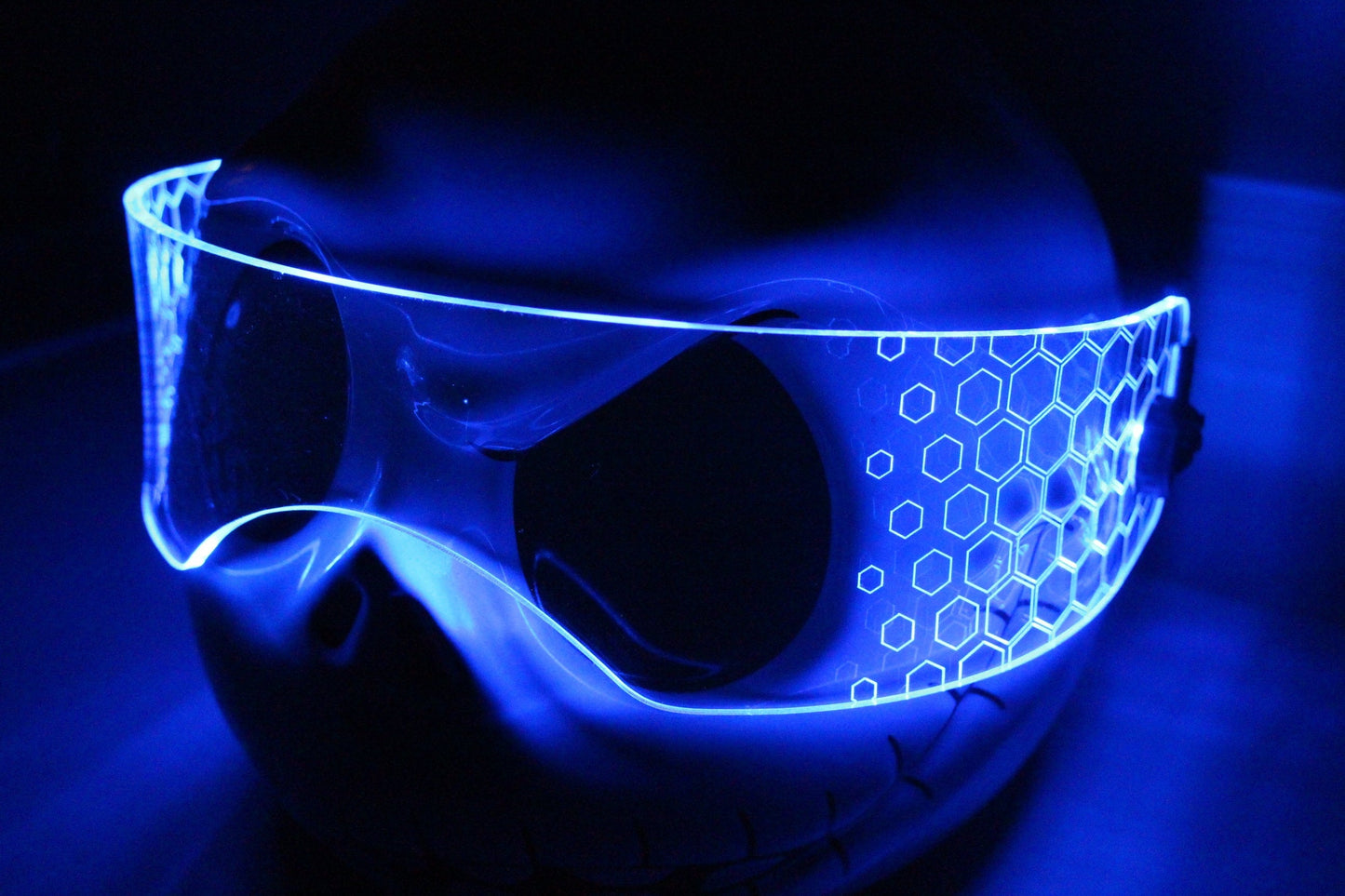 Illuminated Cyberpunk Cyber goth fursuit visor HEX-FADE  Clear **choose your LED colour**