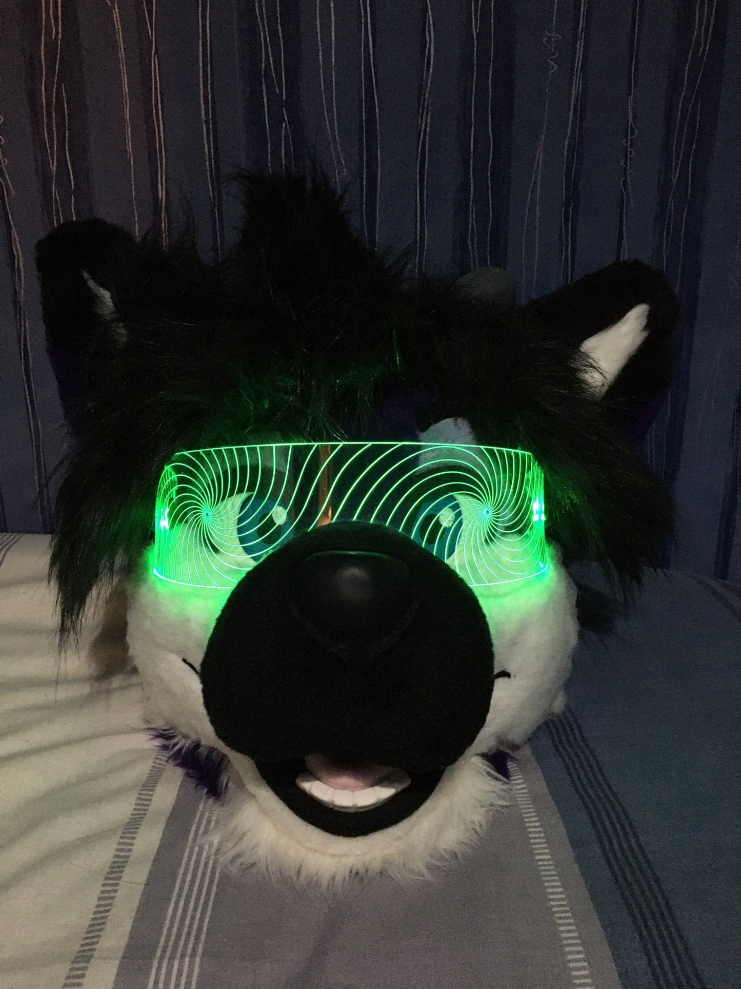 Illuminated Cyberpunk Cyber goth fursuit visor HYPNO  Clear **choose your LED colour**