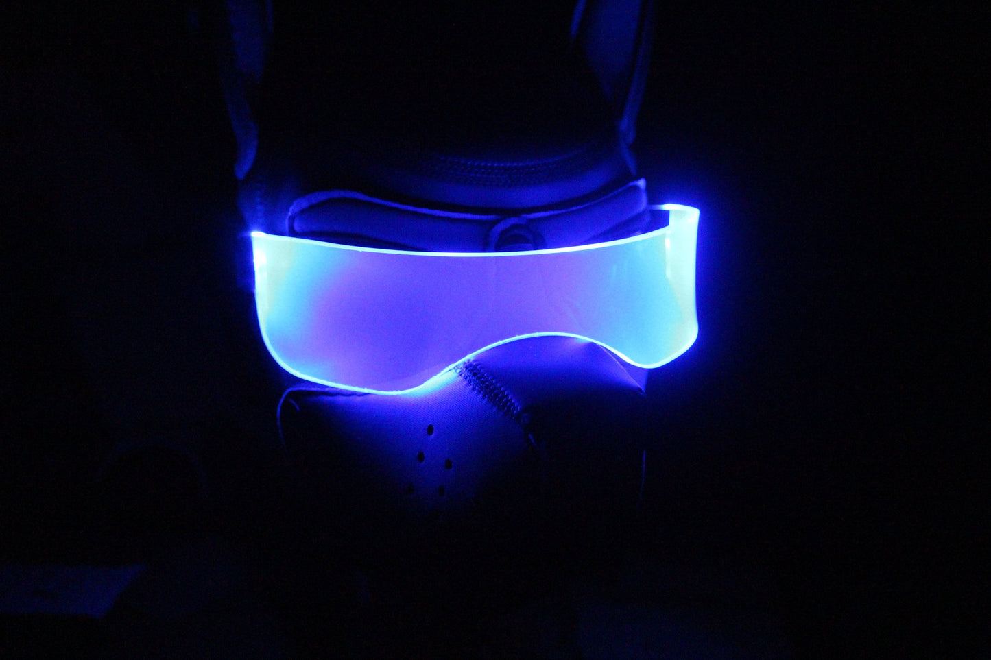 Pup hood Visor Neon Blue The original Illuminated Cyberpunk Cyber goth visor puphood