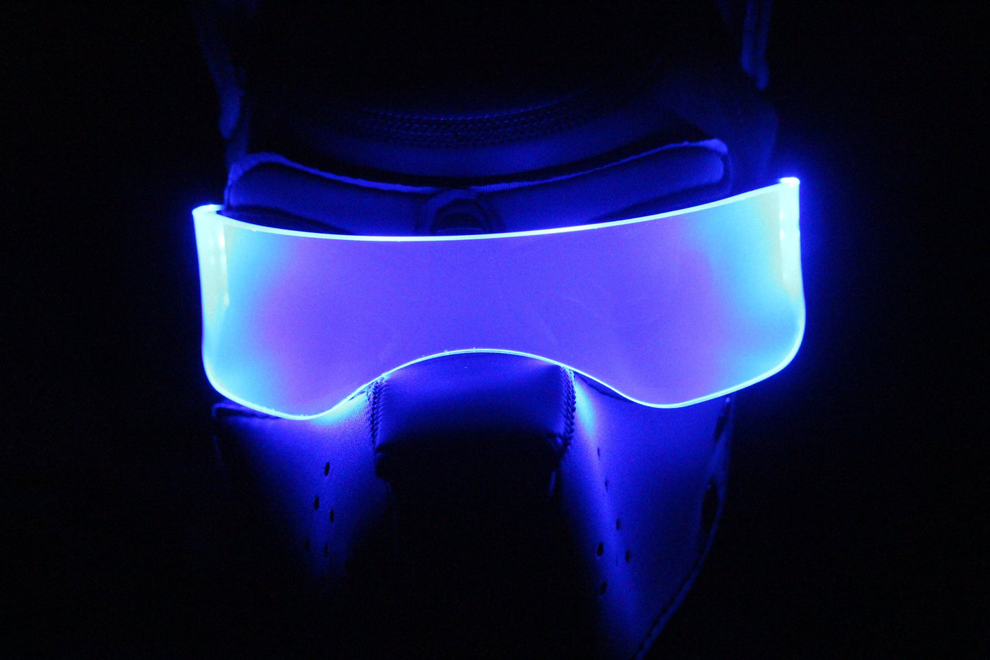 Pup hood Visor Neon Blue The original Illuminated Cyberpunk Cyber goth visor puphood