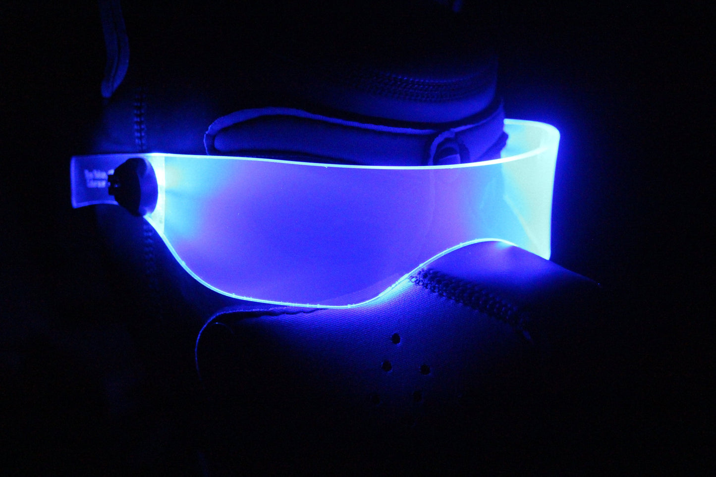 Pup hood Visor Neon Blue The original Illuminated Cyberpunk Cyber goth visor puphood
