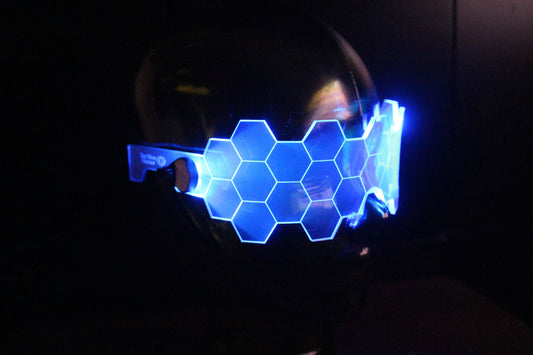Hive Shield Neon Blue The original Illuminated Cyberpunk Cyber goth visor