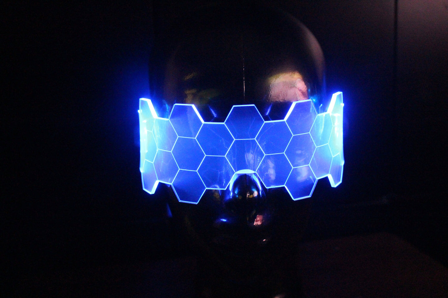 Hive Shield Neon Blue The original Illuminated Cyberpunk Cyber goth visor