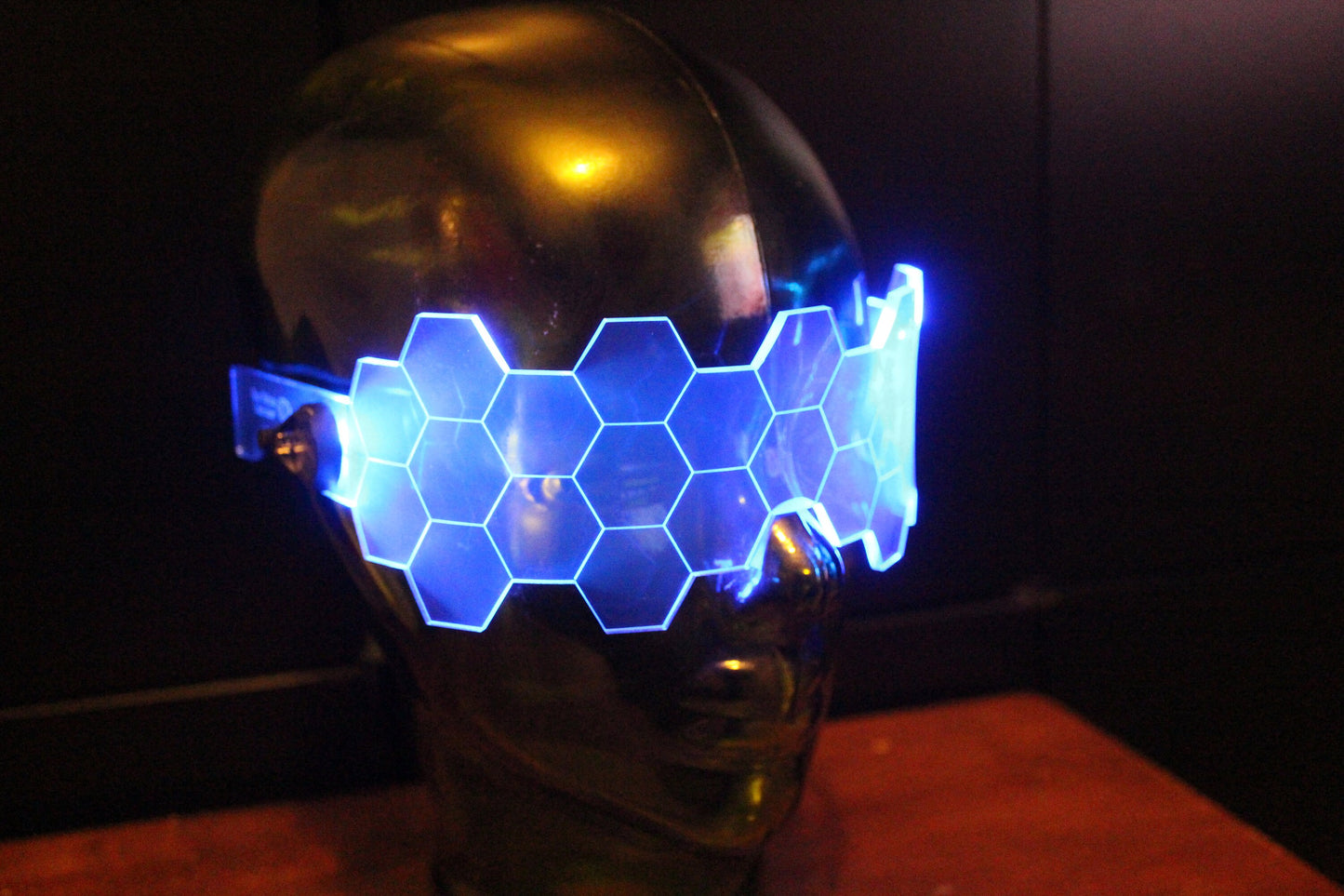 Hive Shield Neon Blue The original Illuminated Cyberpunk Cyber goth visor