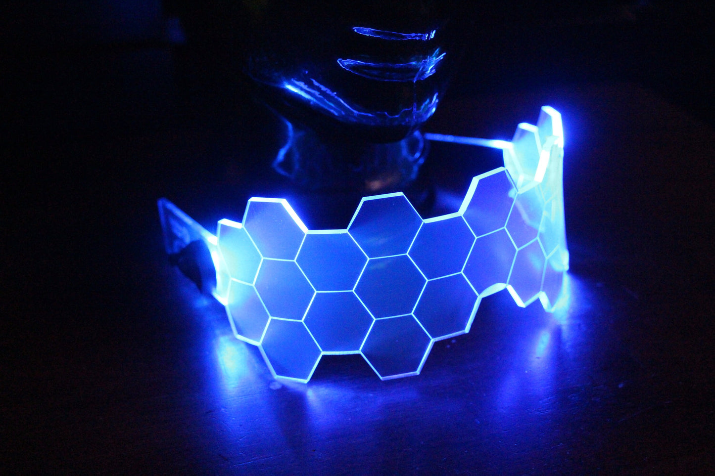 Hive Shield Neon Blue The original Illuminated Cyberpunk Cyber goth visor