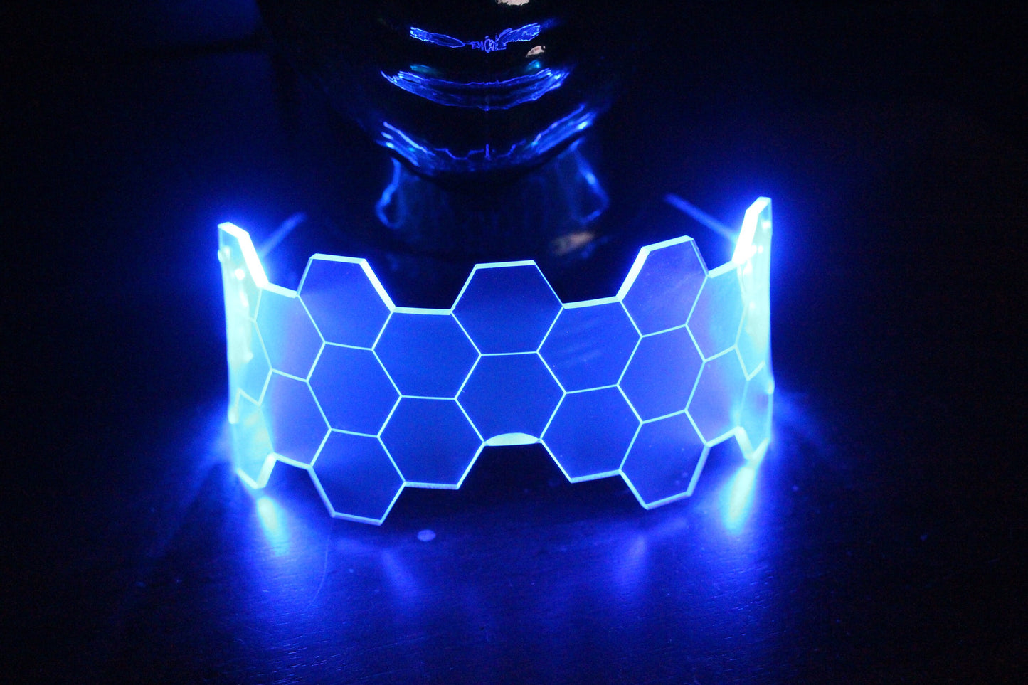 Hive Shield Neon Blue The original Illuminated Cyberpunk Cyber goth visor