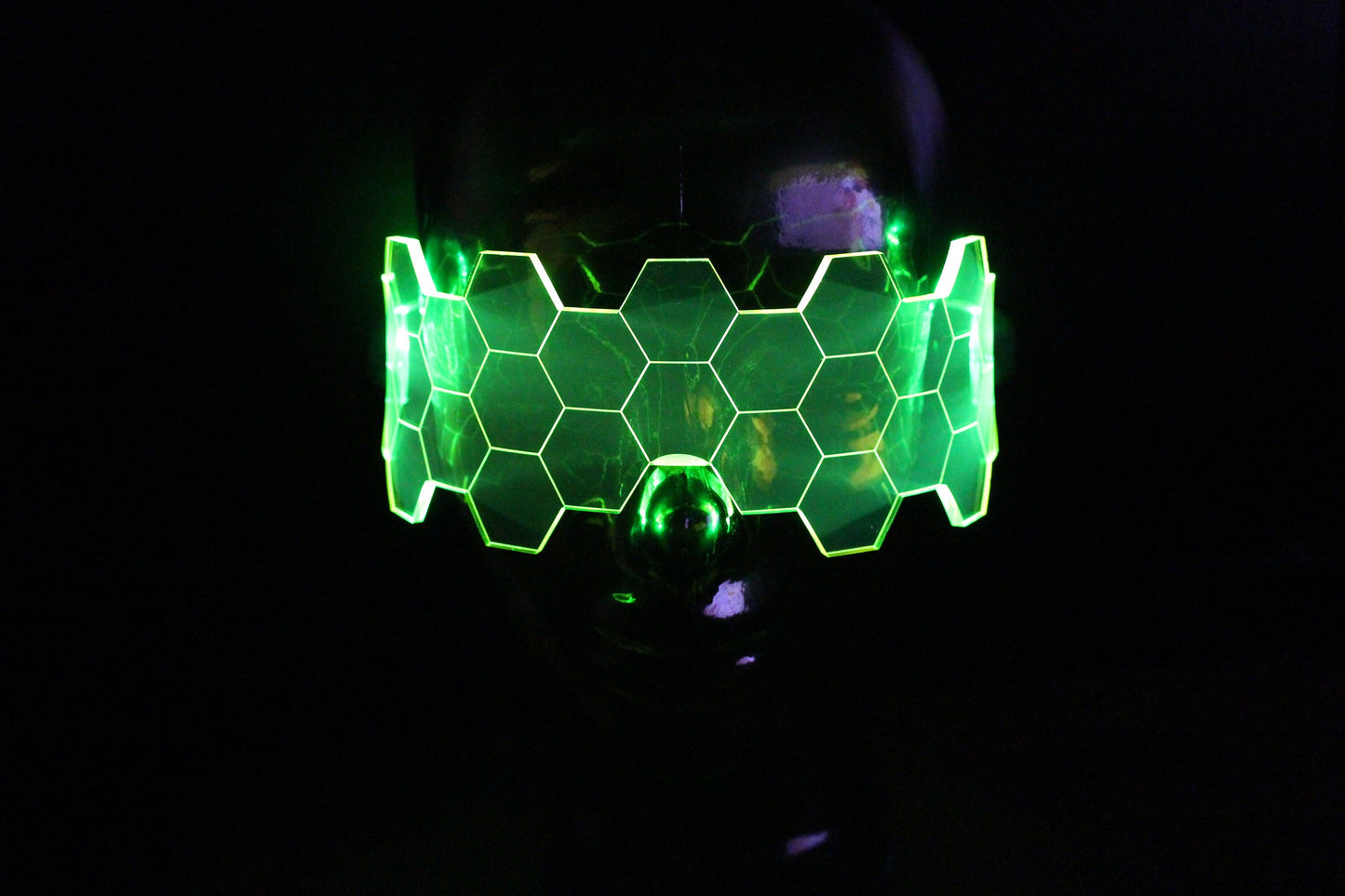 Hive Shield Neon Green The original Illuminated Cyberpunk Cyber goth visor
