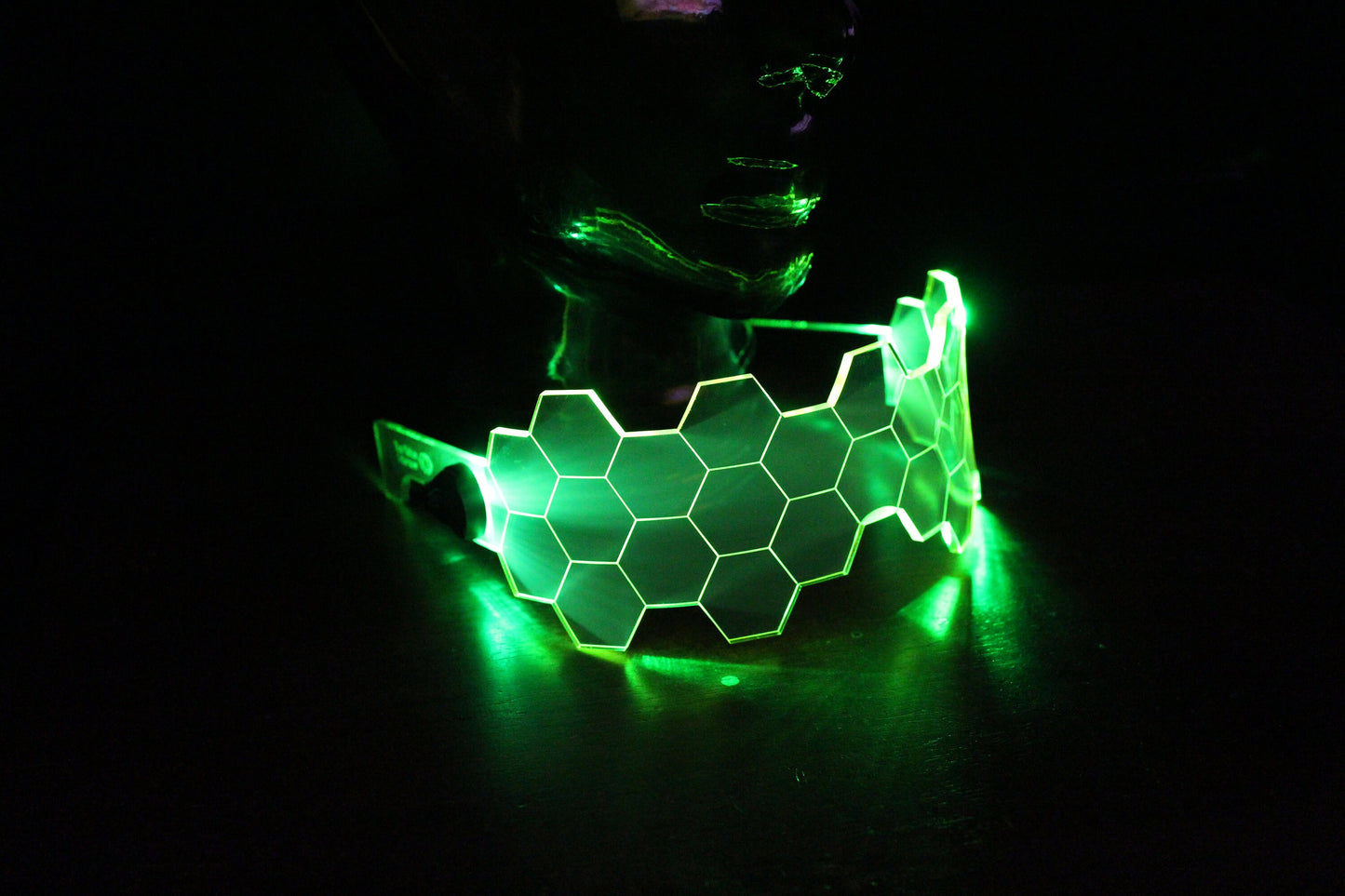 Hive Shield Neon Green The original Illuminated Cyberpunk Cyber goth visor