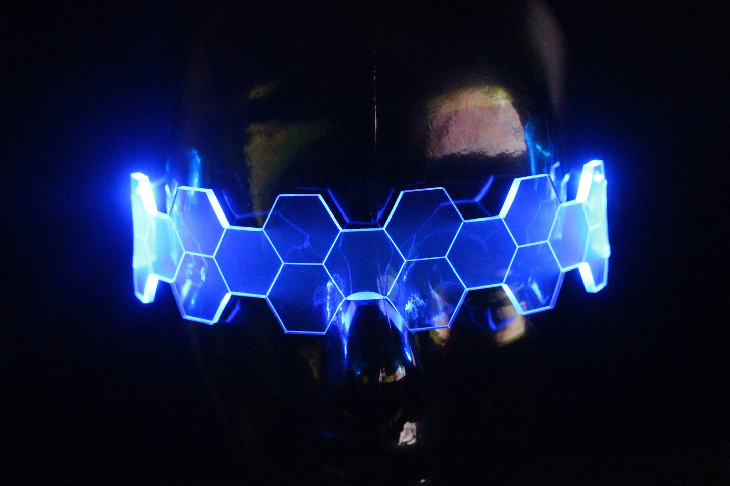 Hive Shield slim Neon Blue The original Illuminated Cyberpunk Cyber goth visor