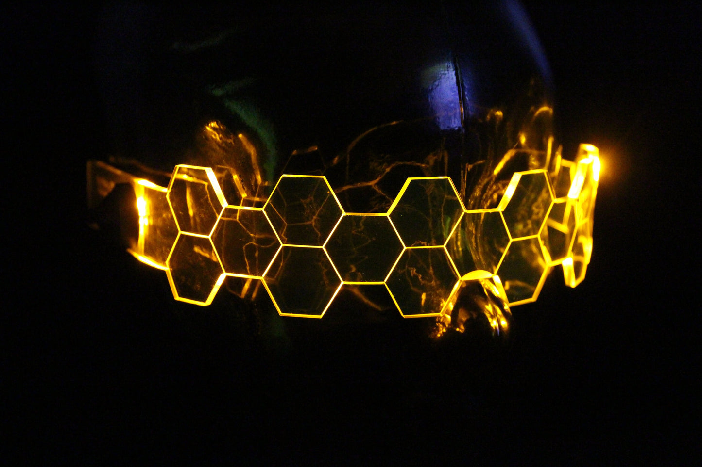 Hive Shield Slim Amber The original Illuminated Cyberpunk Cyber goth visor