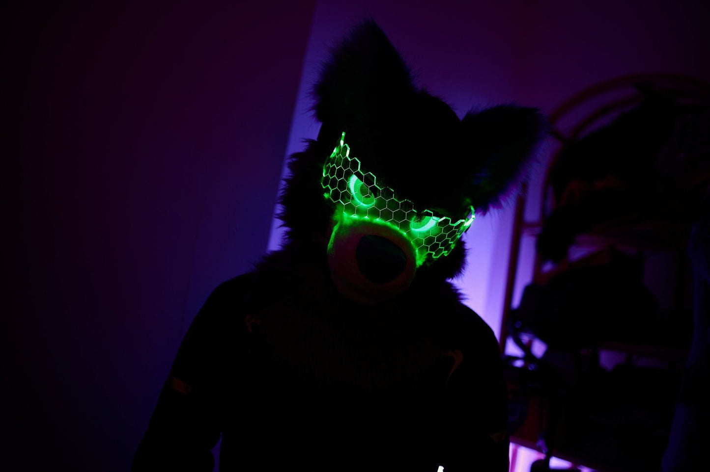 Fursuit Hive Shield visor Clear **choose your LED colour** The original Illuminated Cyberpunk Cyber goth visor