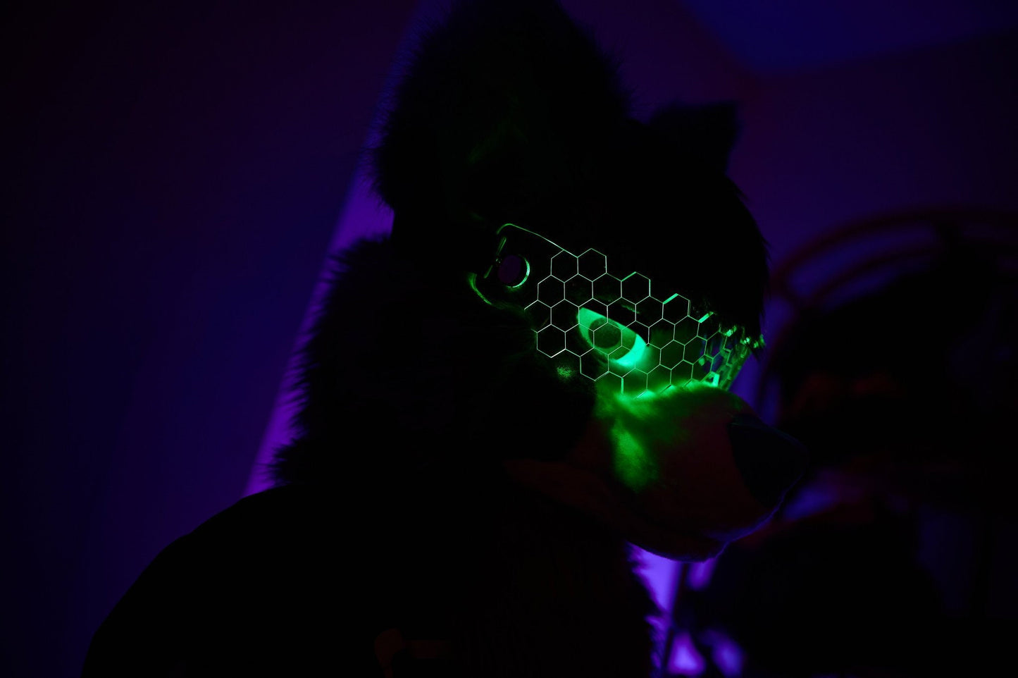 Fursuit Hive Shield visor Clear **choose your LED colour** The original Illuminated Cyberpunk Cyber goth visor