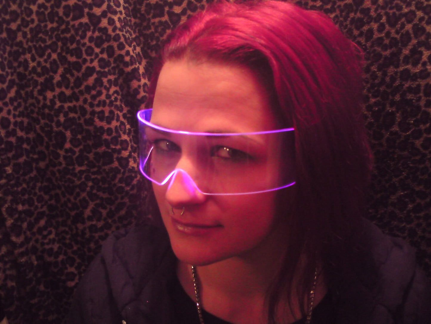 The Original Illuminated Cyberpunk Cyber goth visor Clear/Pink