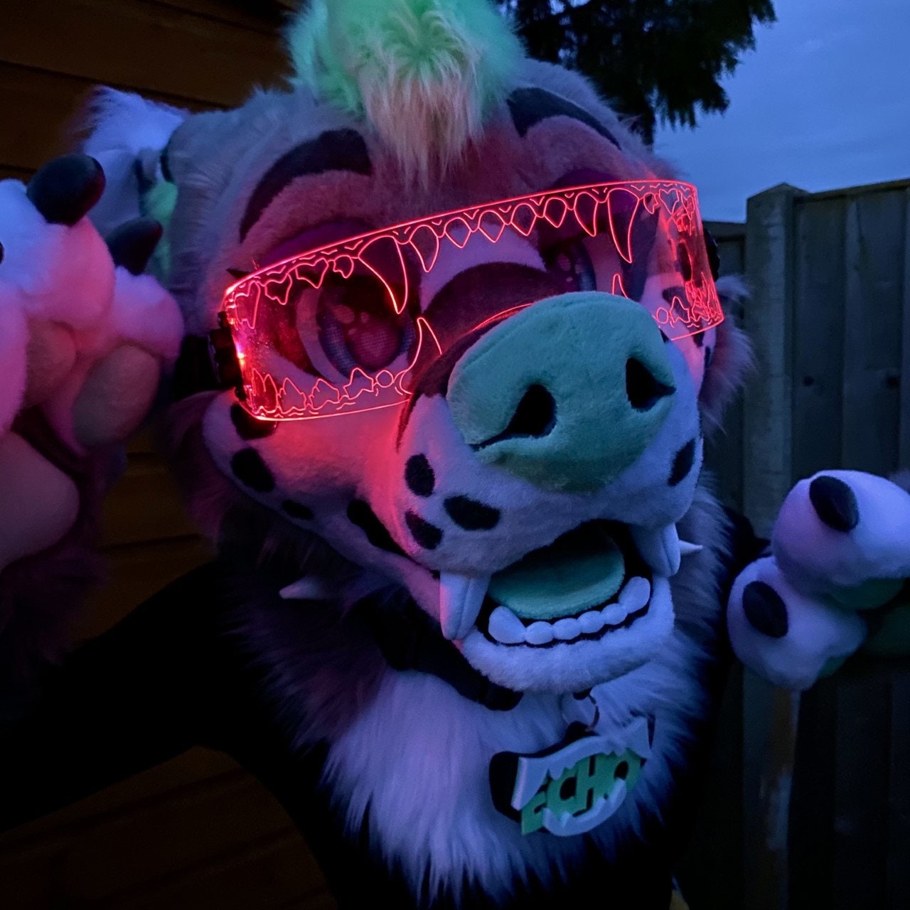 Illuminated Cyberpunk Cyber goth fursuit visor MAW Clear **choose your LED colour**
