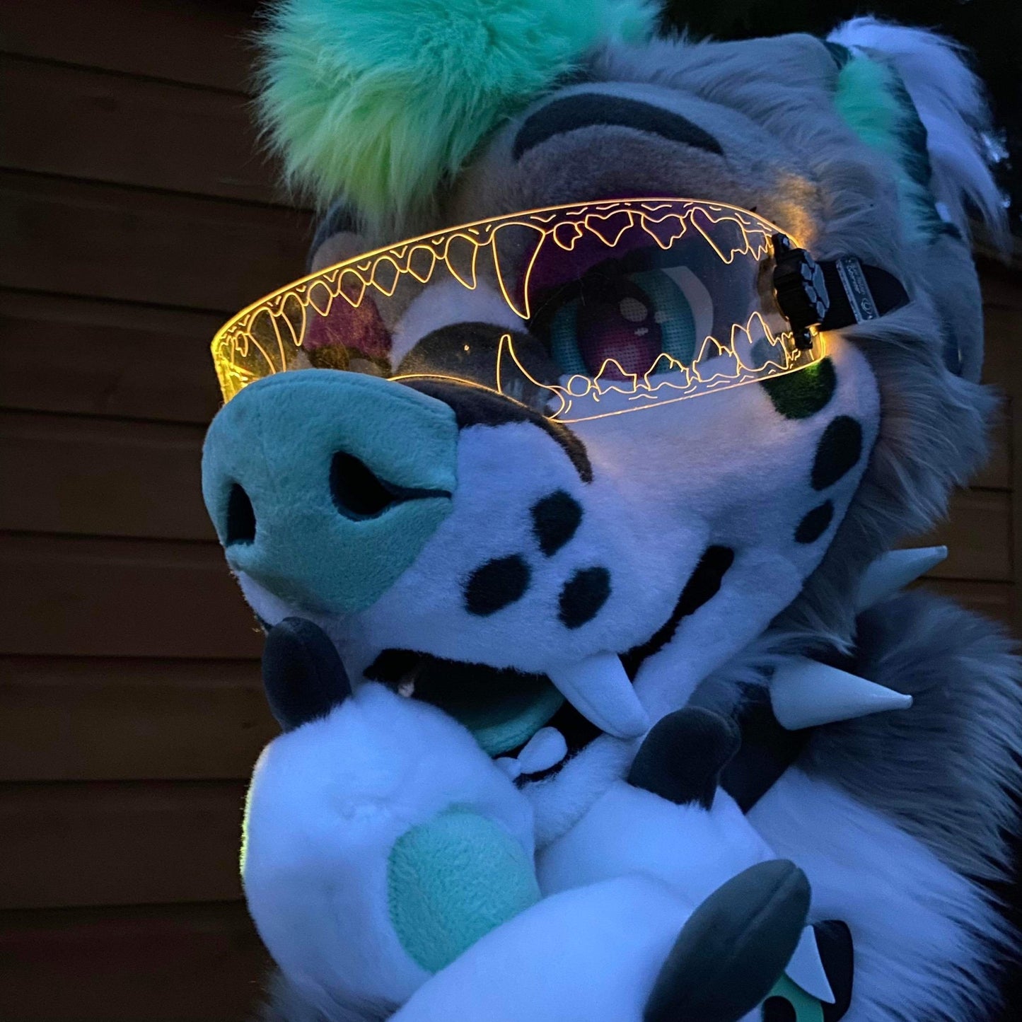 Illuminated Cyberpunk Cyber goth fursuit visor MAW Clear **choose your LED colour**