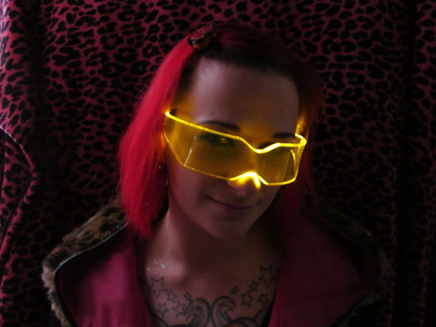 goggles cyber goth The Original Illuminated Cyberpunk Cyber goth visor V2 Yellow – Illumi-Nation Cyberwear