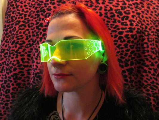 The original Illuminated Cyberpunk Cyber goth visor HEX V2 neon green