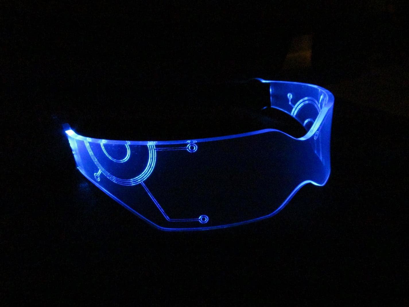The Original Illuminated Cyberpunk Cyber goth visor V2 Blue TRON