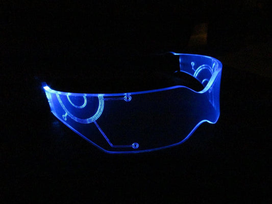 The Original Illuminated Cyberpunk Cyber goth visor V2 Blue TRON