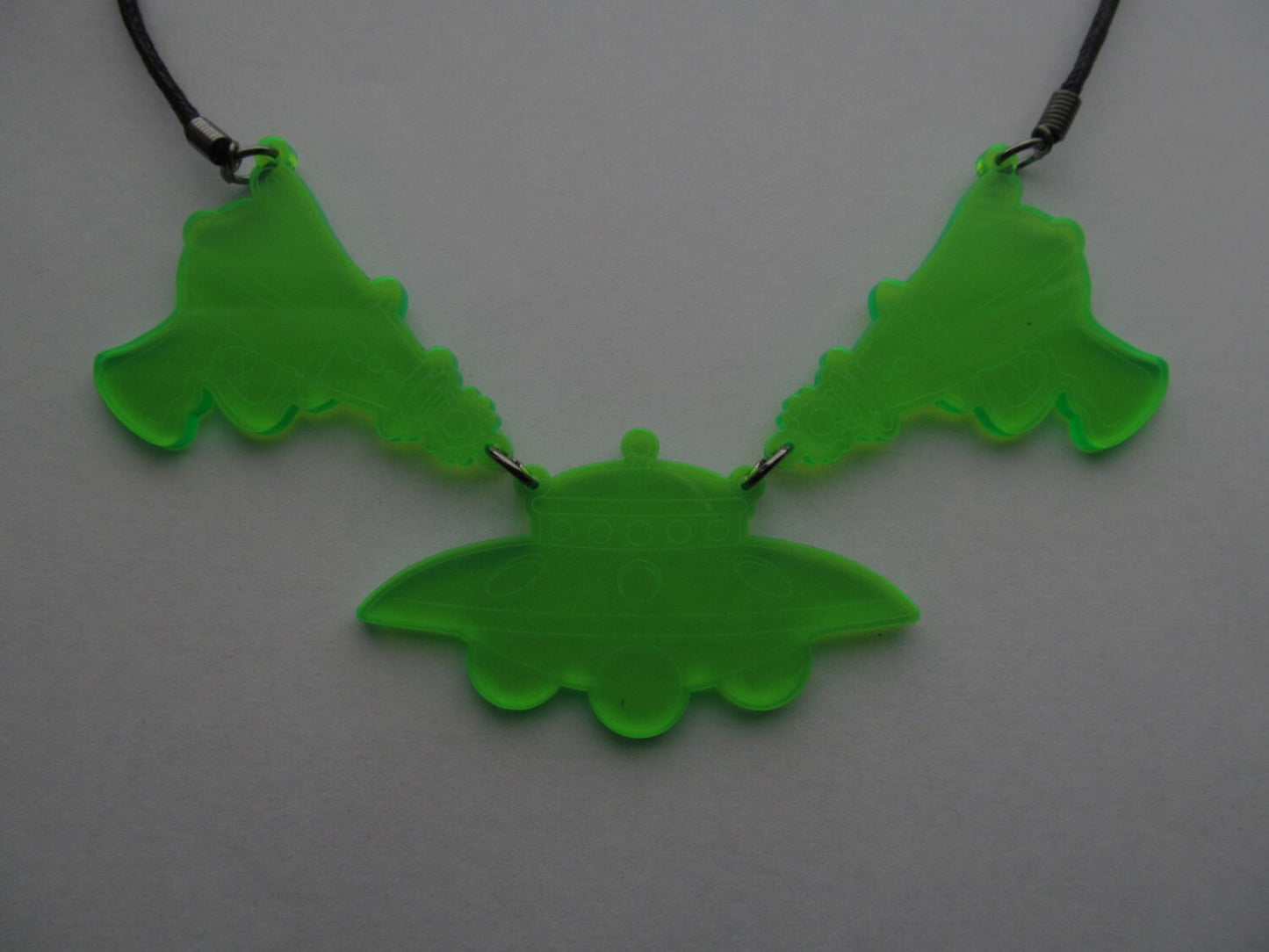 Raygun UFO necklace laser cut/engraved