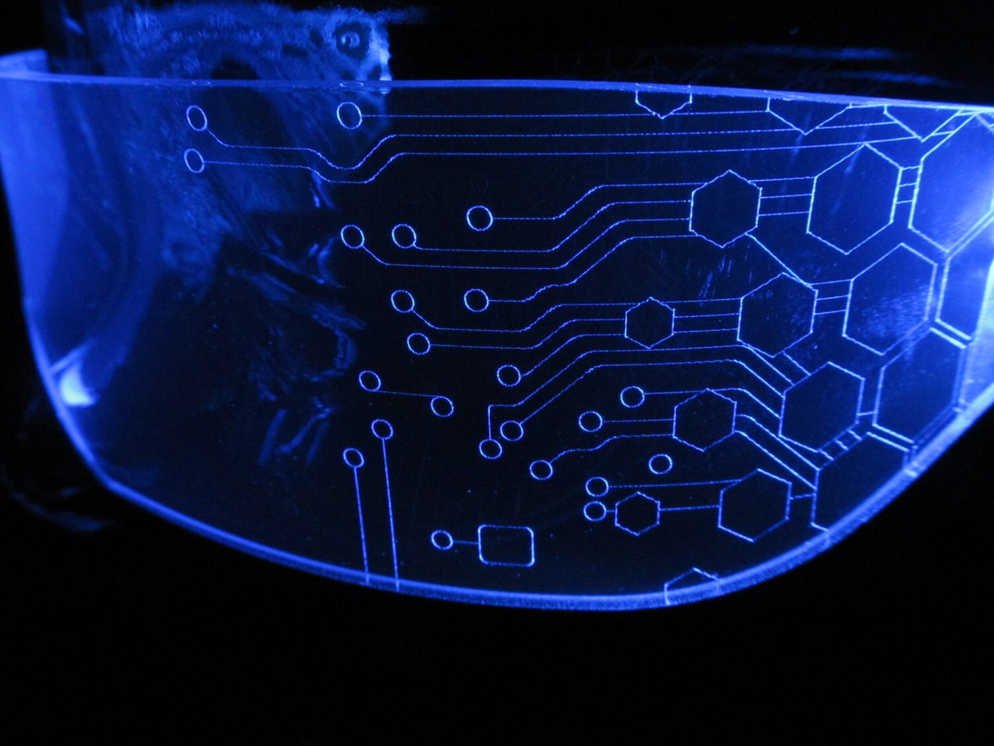 The Original Illuminated Cyberpunk Cyber goth visor V1 blue circuit hex