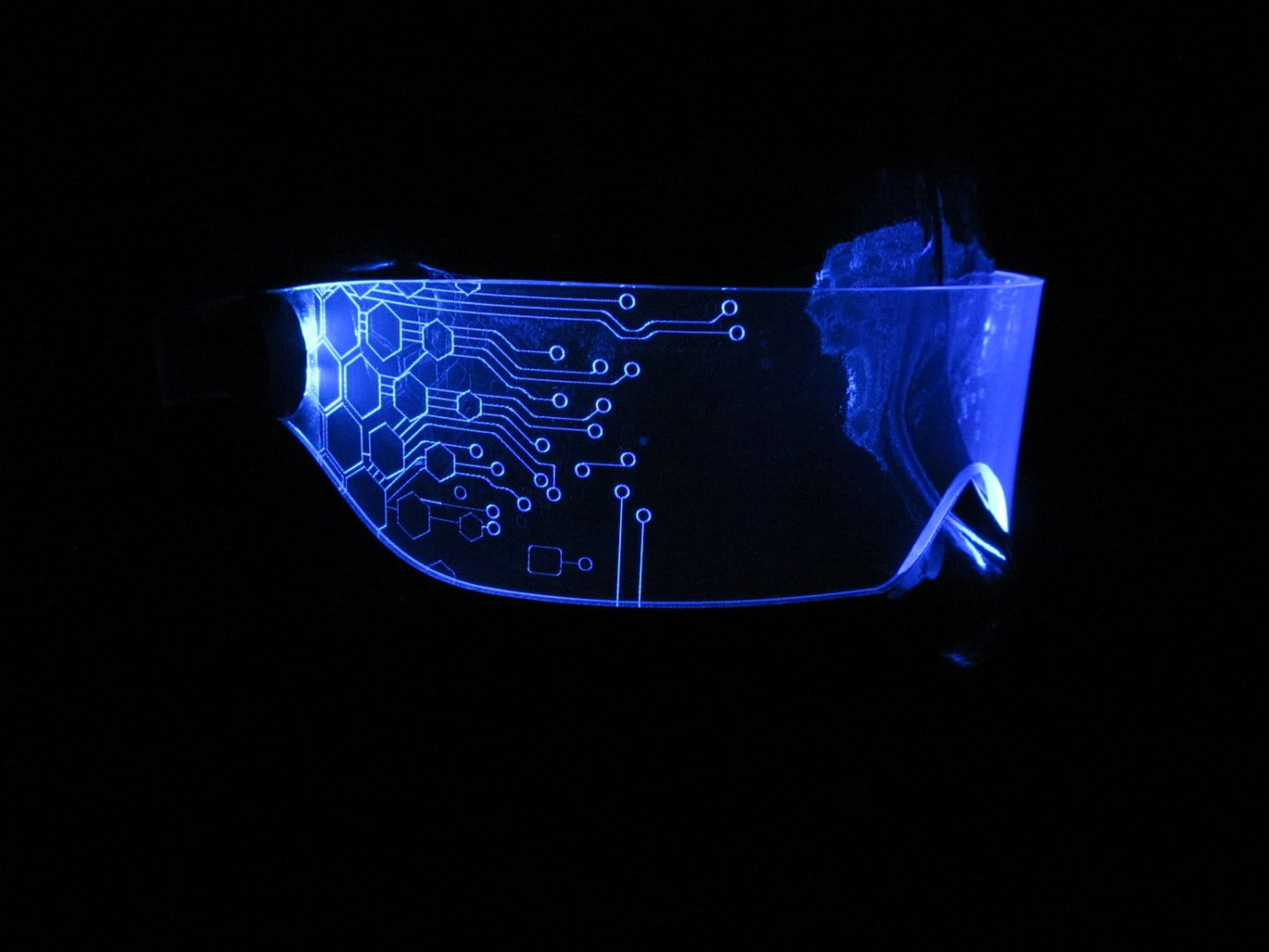 The Original Illuminated Cyberpunk Cyber goth visor V1 blue circuit hex